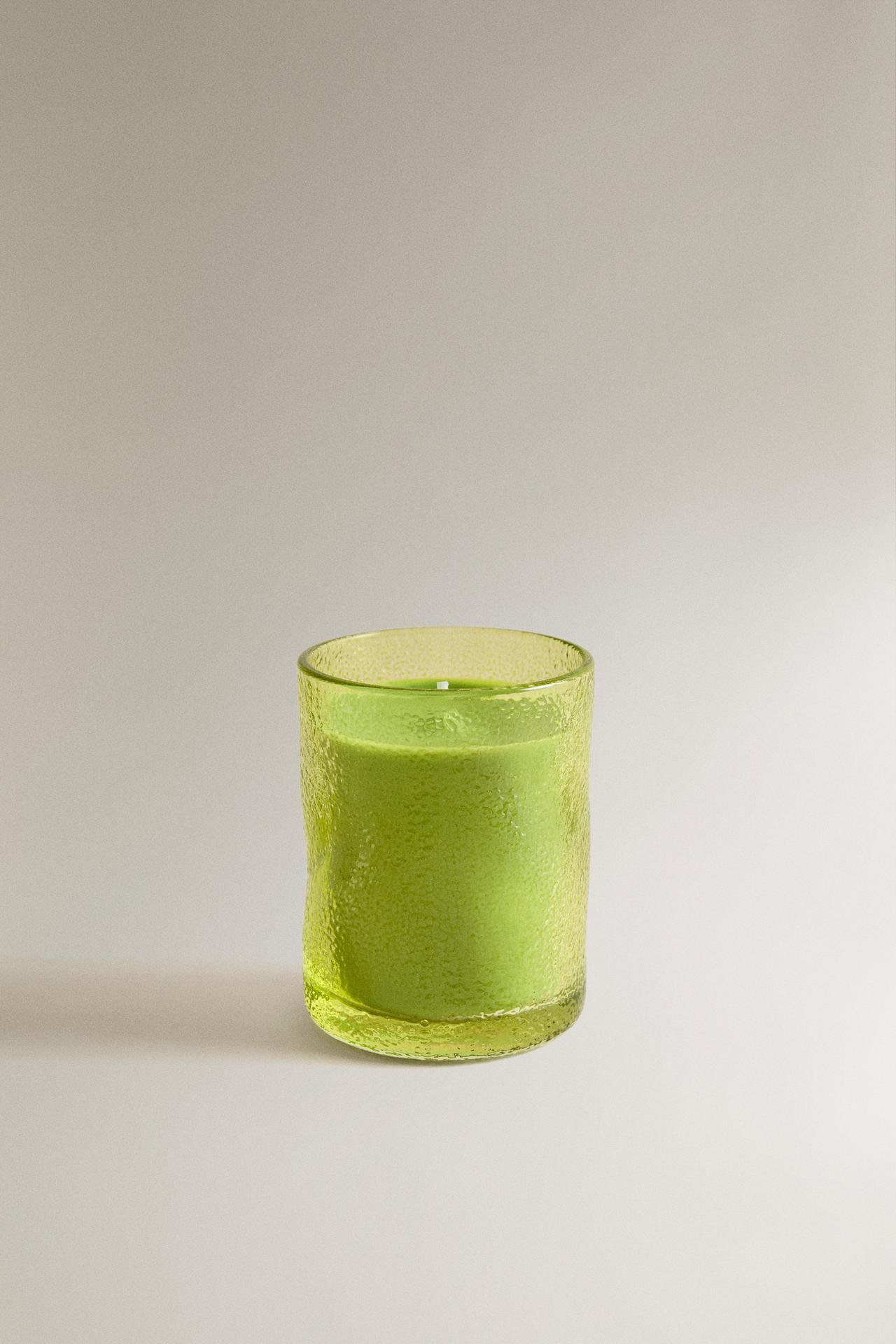 (155 G) LIME & PEPPERMINT SCENTED CANDLE — Fluorescent lime