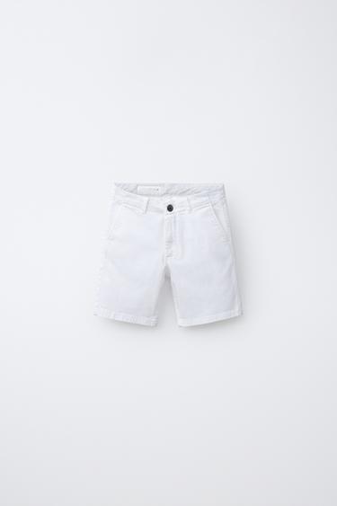 BASIC slim fit CHINO BERMUDA SHORTS - White by Zara