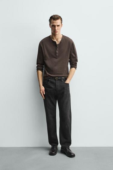 JEANS STRAIGHT REGULAR FIT - Carbón de Zara