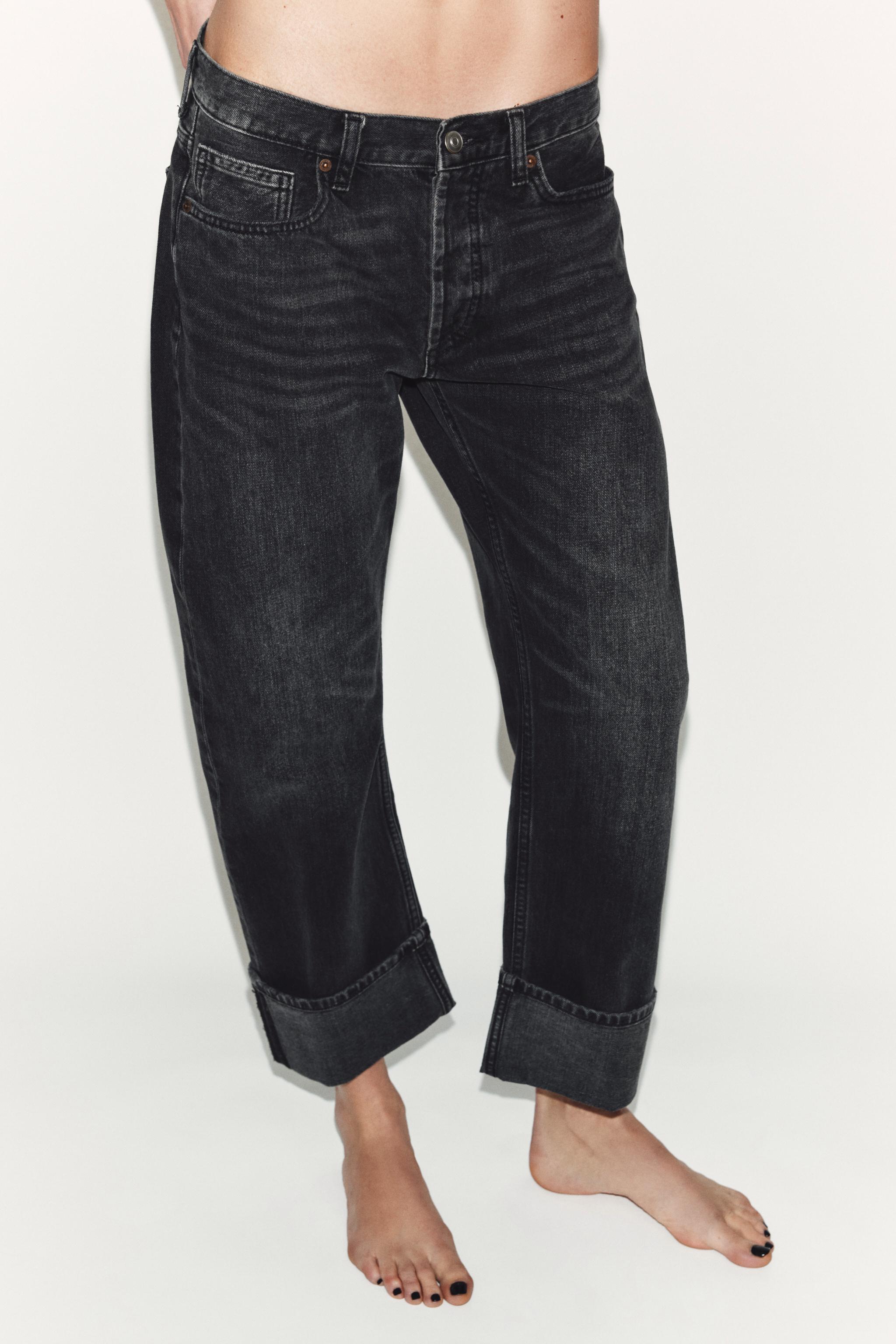 TRF MID-RISE STRAIGHT FOLDED JEANS
