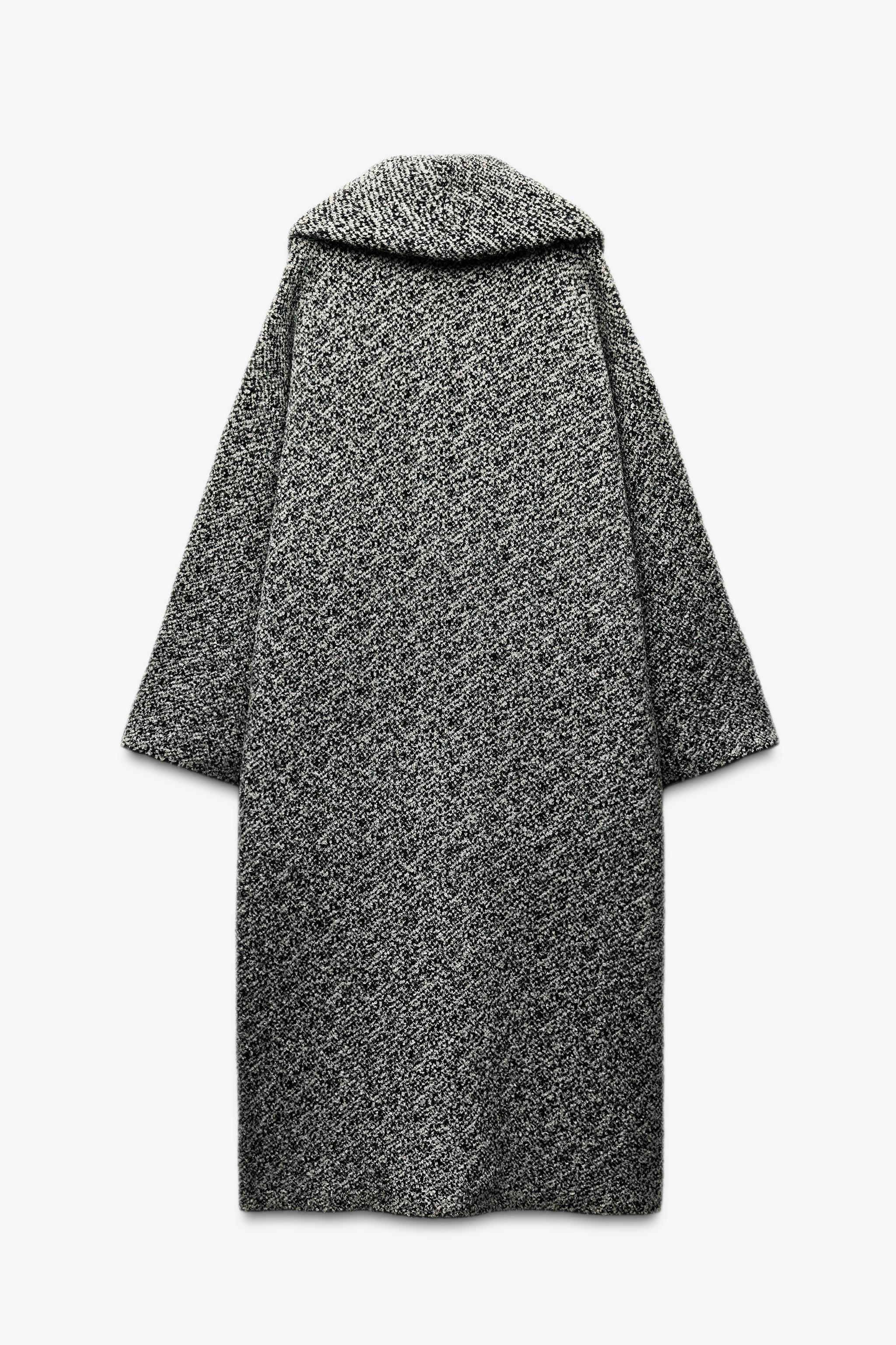WRAPAROUND COLLAR KNIT COAT - Ecru / Black | ZARA United States