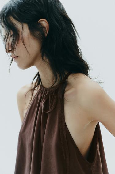 FLOWING HALTER TOP - Brown by Zara - Image 3