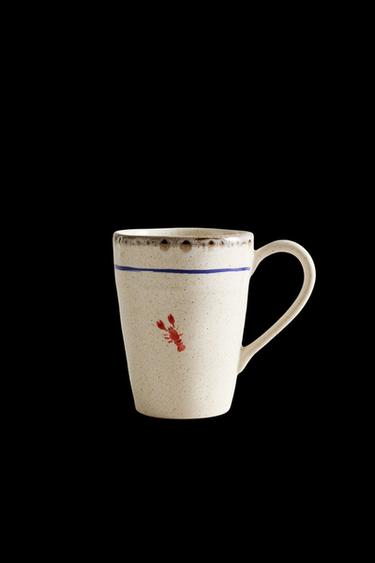 STONEWARE FISH MUG - White / Red by Zara - Image 0