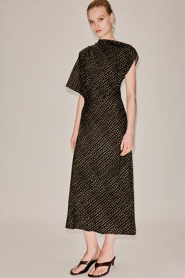 VESTIDO MIDI ASIMÉTRICO - chocolate de Zara