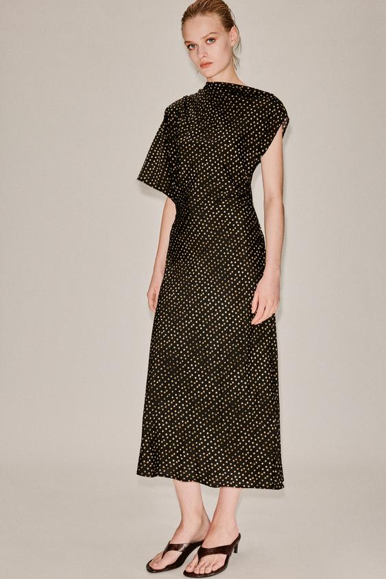 VESTIDO MIDI ASIMÉTRICO - chocolate de Zara - Imagen 0
