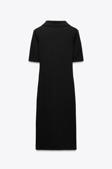 INTERLOCK POLO COLLAR DRESS - Black by Zara - Image 4