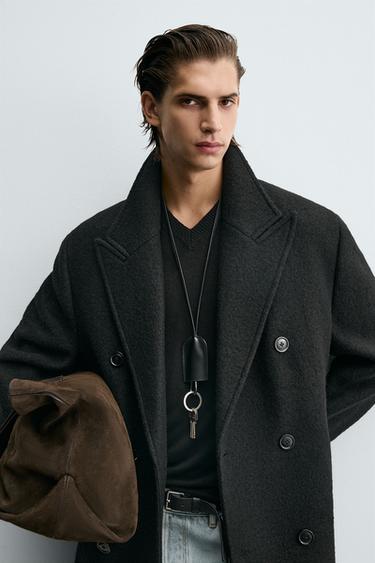 WOOL COAT BOUCLÉ TEXTURE - Black by Zara