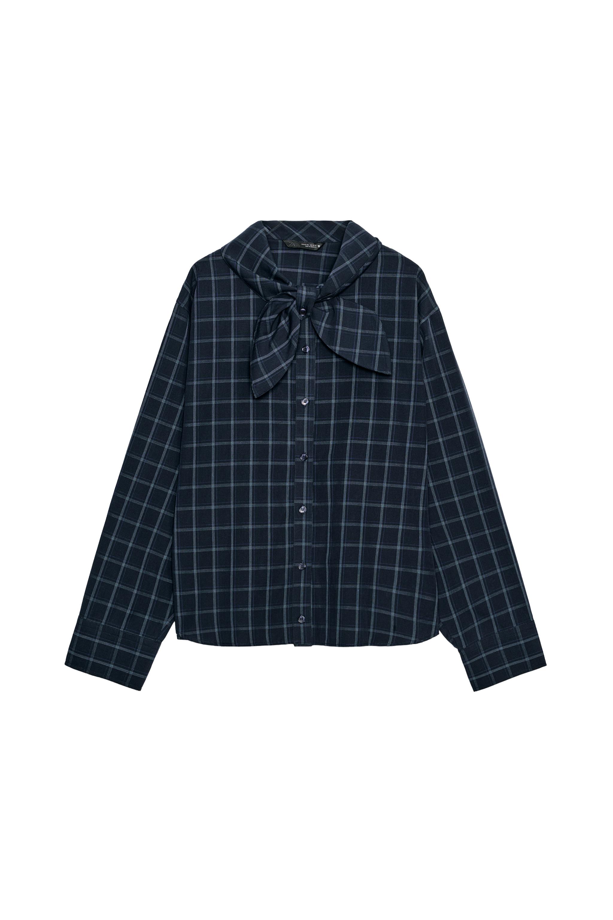 CHECK SHIRT WITH POCKET SQUARE - Blue / Navy | ZARA South Africa