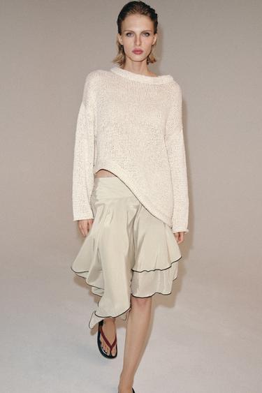 JUPE ASYMÉTRIQUE À VOLANTS ZW COLLECTION - Beige / Vert de Zara - Image 4