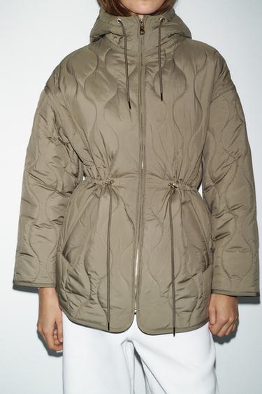 GIUBBOTTO IMBOTTITO CON CAPPUCCIO WATER REPELLENT - Kaki di Zara