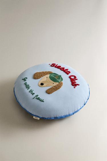 CHILDREN'S DOG CUSHION - Blue by Zara - Image 1