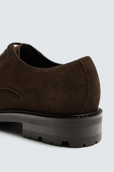 LEATHER SMART SHOES - Brown by Zara