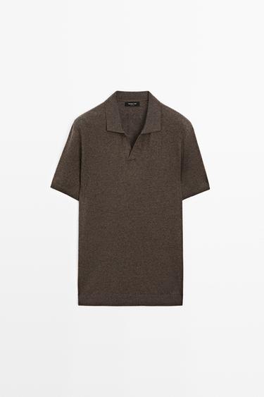 Zara Linen blend V-neck polo shirt - 764 - Image 0