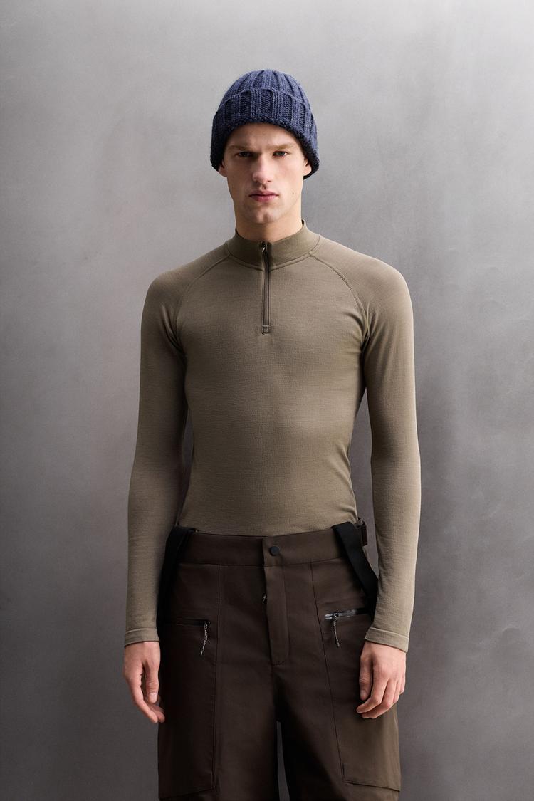 ZARA COMPRESSIVE QUARTER-ZIP SKI T-SHIRT