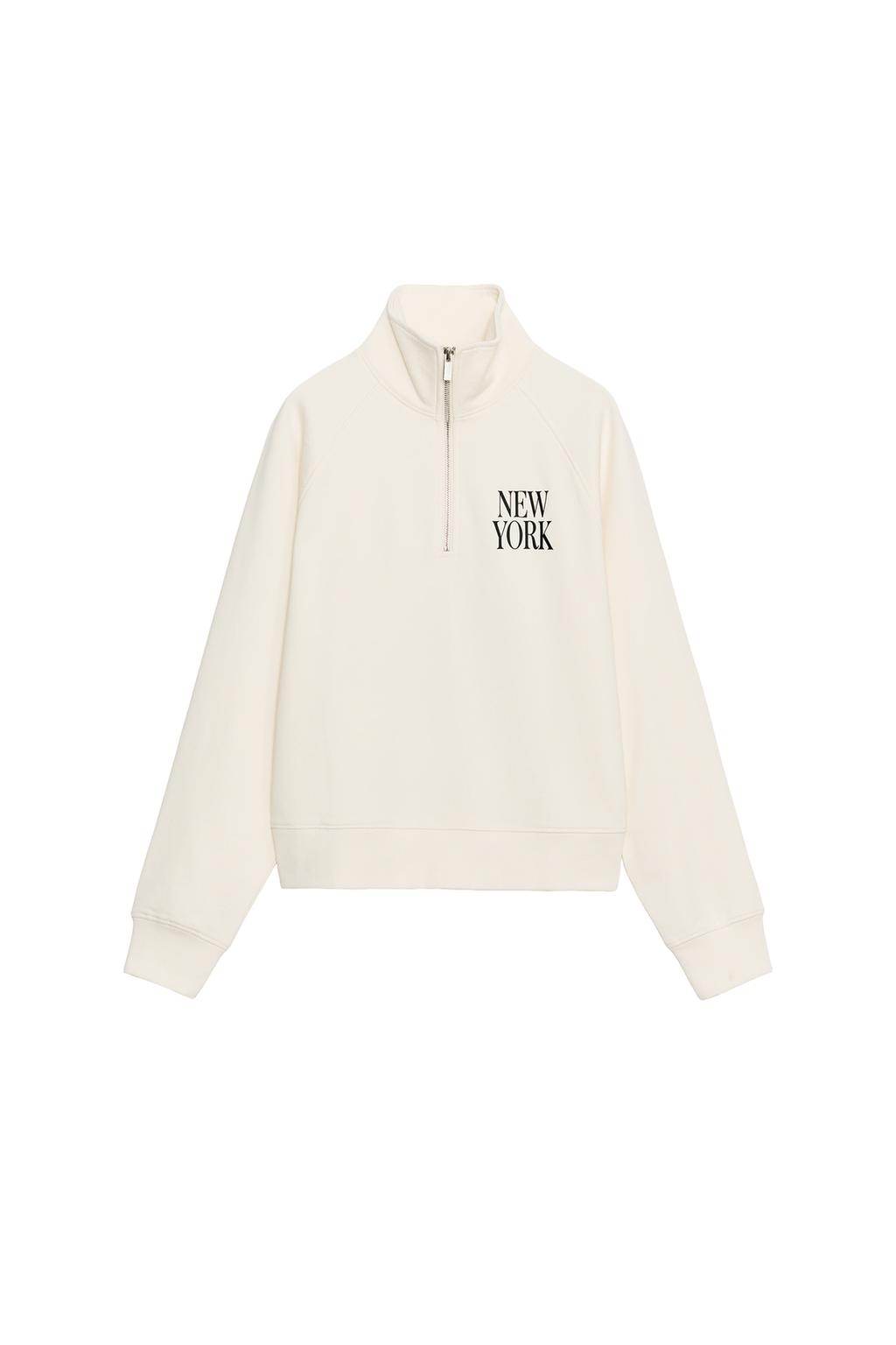 Slogan Zip Sweatshirt - Oyster-White by Zara