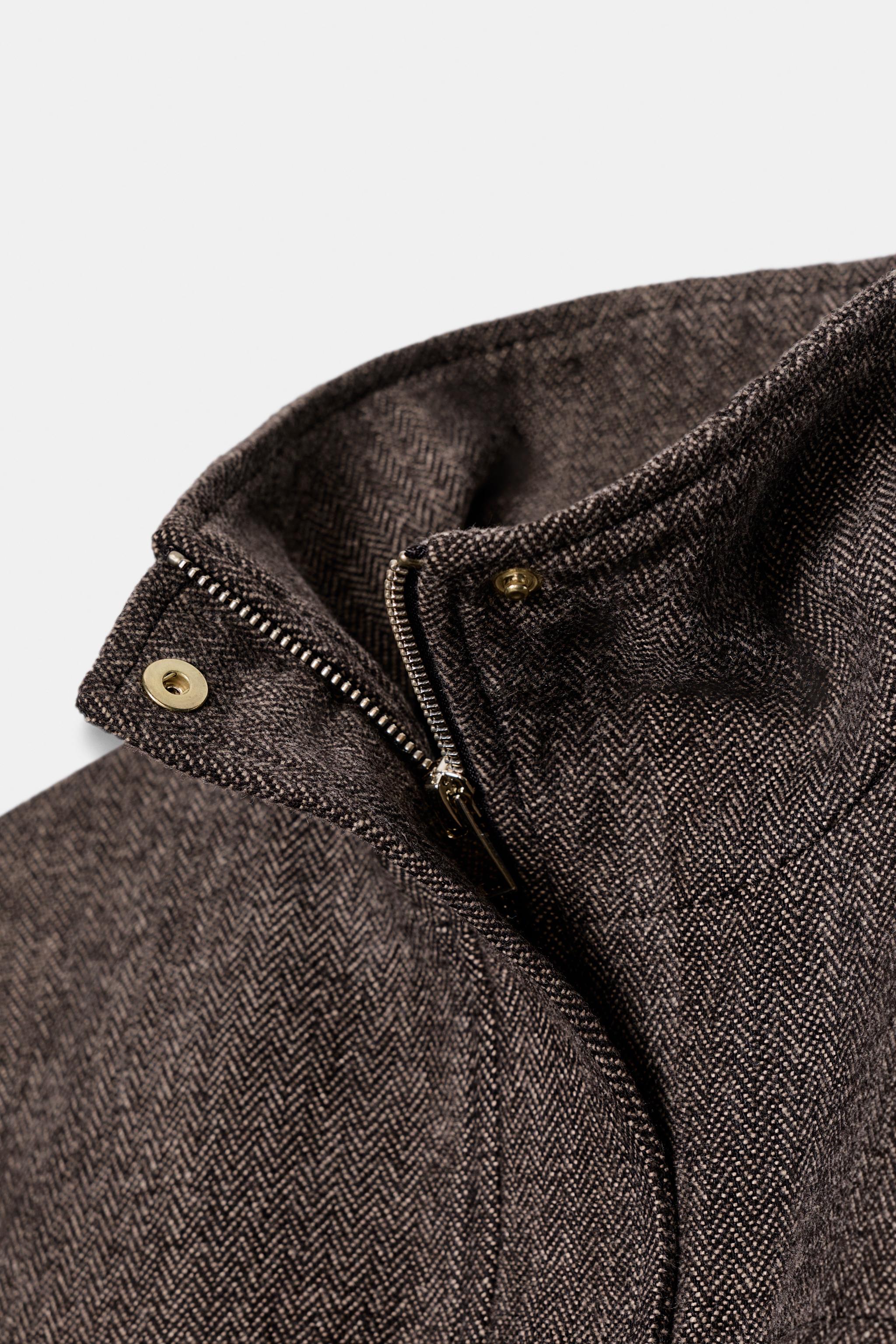 バルーンヘリンボーンボンバージャケット - ブラウン | ZARA Japan / 日本