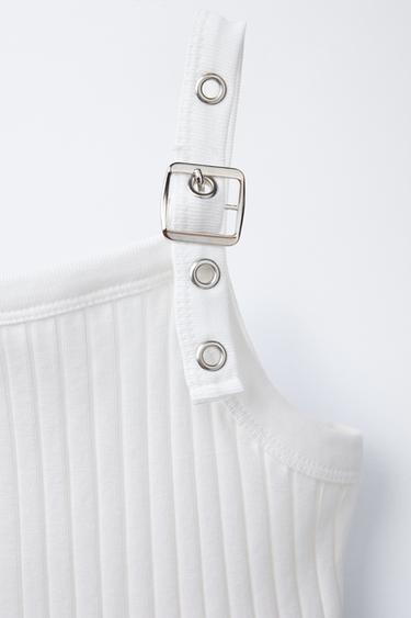 T-SHIRT RIB BRETELLES BOUCLES - Écru de Zara - Image 2
