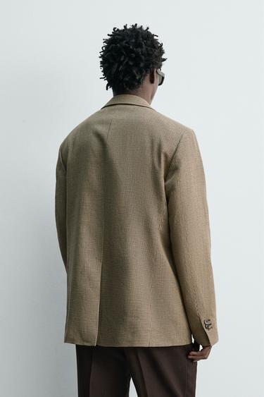 VESTE LIN - COTON PIED-DE-POULE - Sable de Zara - Image 2