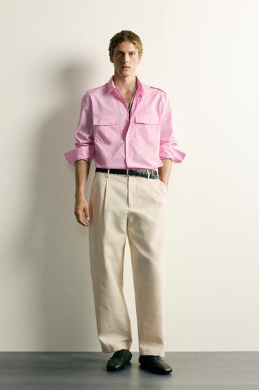 RELAXED FIT SHIRT WITH TABS - Pink by Zara - Image 0