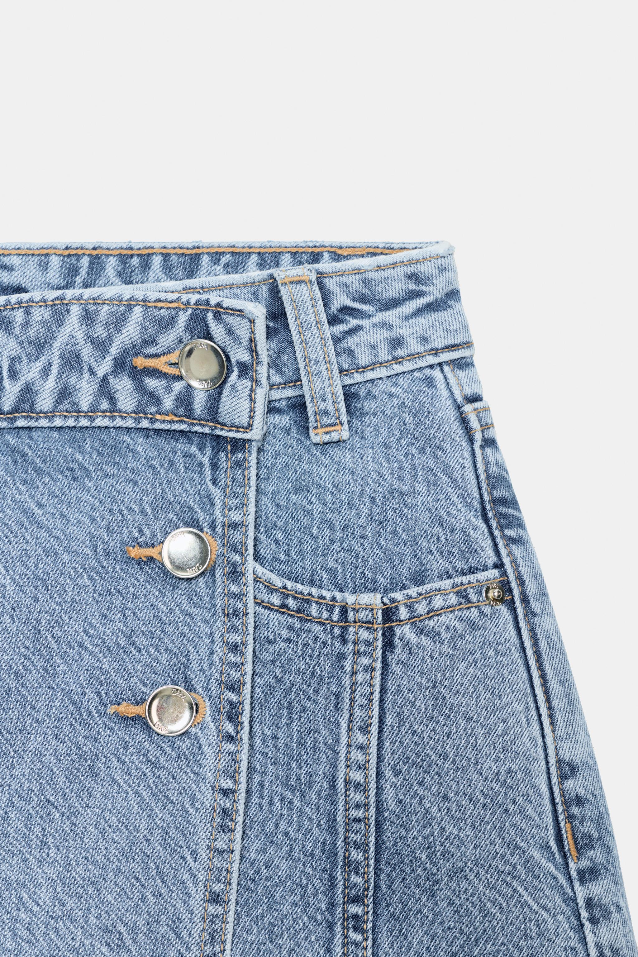 Zara Z1975 KRUVAZE DENIM ŞORT ETEK görsel 7