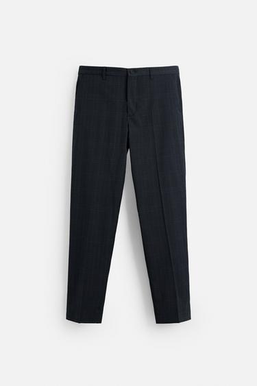 PANTALÓN TRAJE CUADROS - Marino de Zara - Imagen 0
