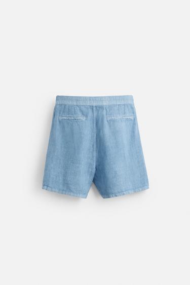 WASHED 100% LINEN BERMUDA SHORTS - Bluish by Zara - Image 7