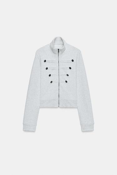 SWEAT ZIPPÉ À BOUTONS - Gris chiné de Zara - Image 3