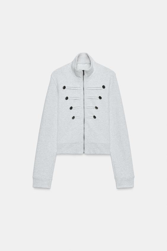 SUDADERA CREMALLERA BOTONES - Gris vigoré de Zara - Imagen 0
