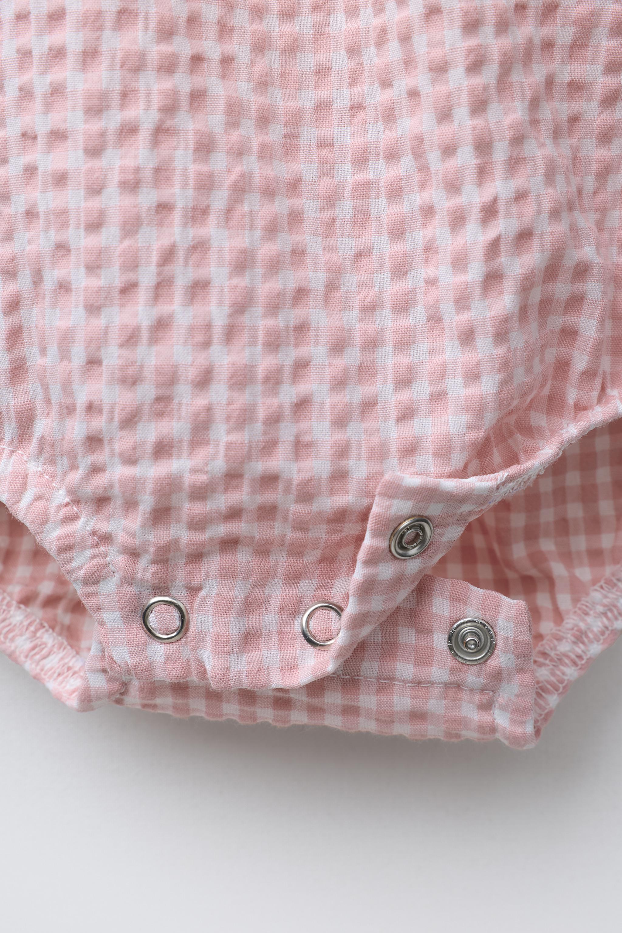 EMBROIDERED GINGHAM TEXTURED BODYSUIT