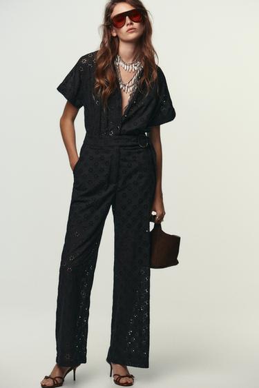 CUTWORK EMBROIDERY BUCKLE JUMPSUIT - Black by Zara - Image 0