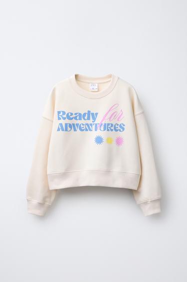 Zara PRINTED SWEATSHIRT - Oyster-white
