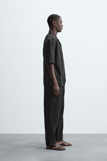 RELAXED FIT TEXTURED TROUSERS - Black by Zara - Image 3