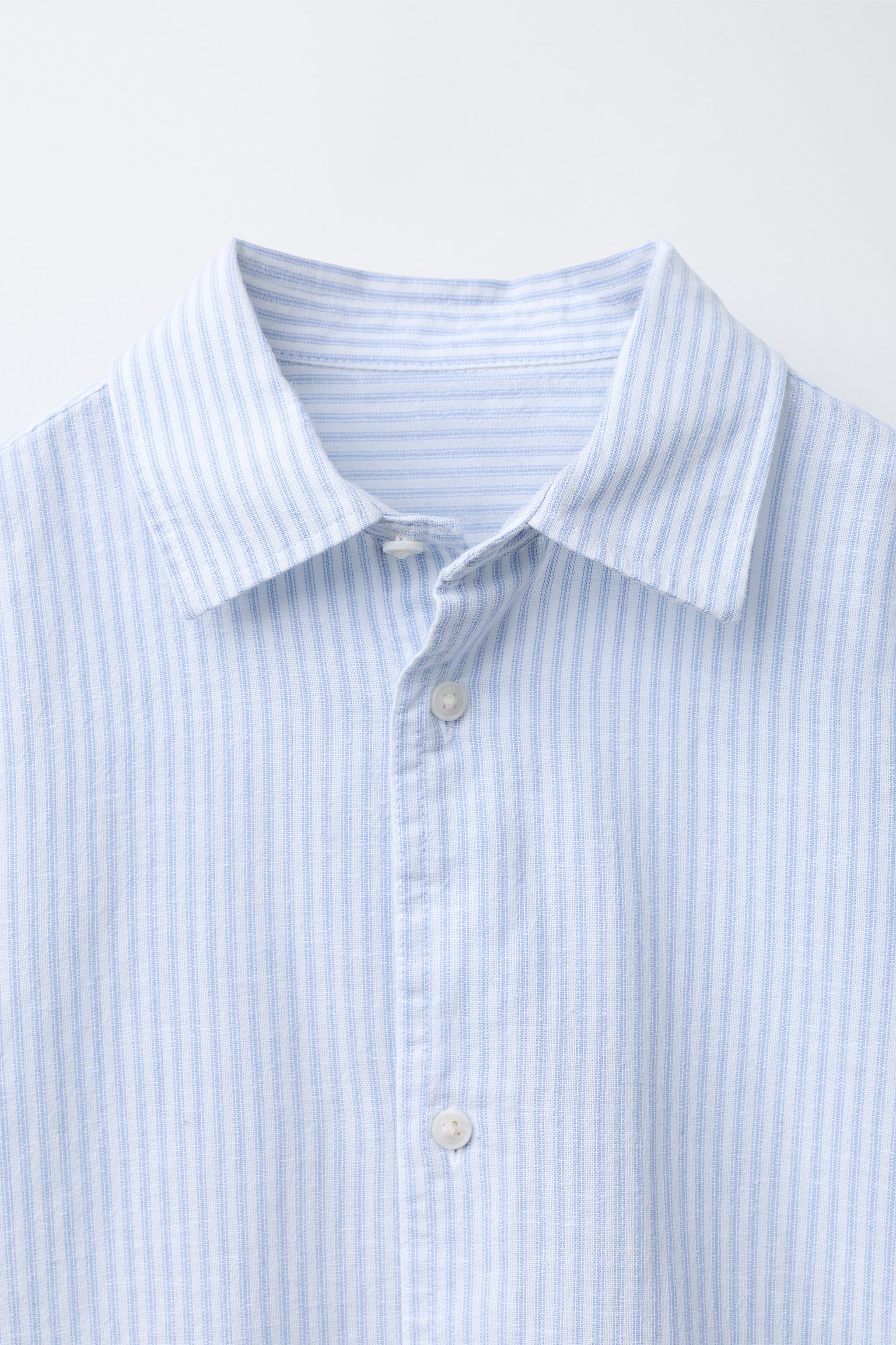 STRIPED COTTON AND LINEN SHIRT