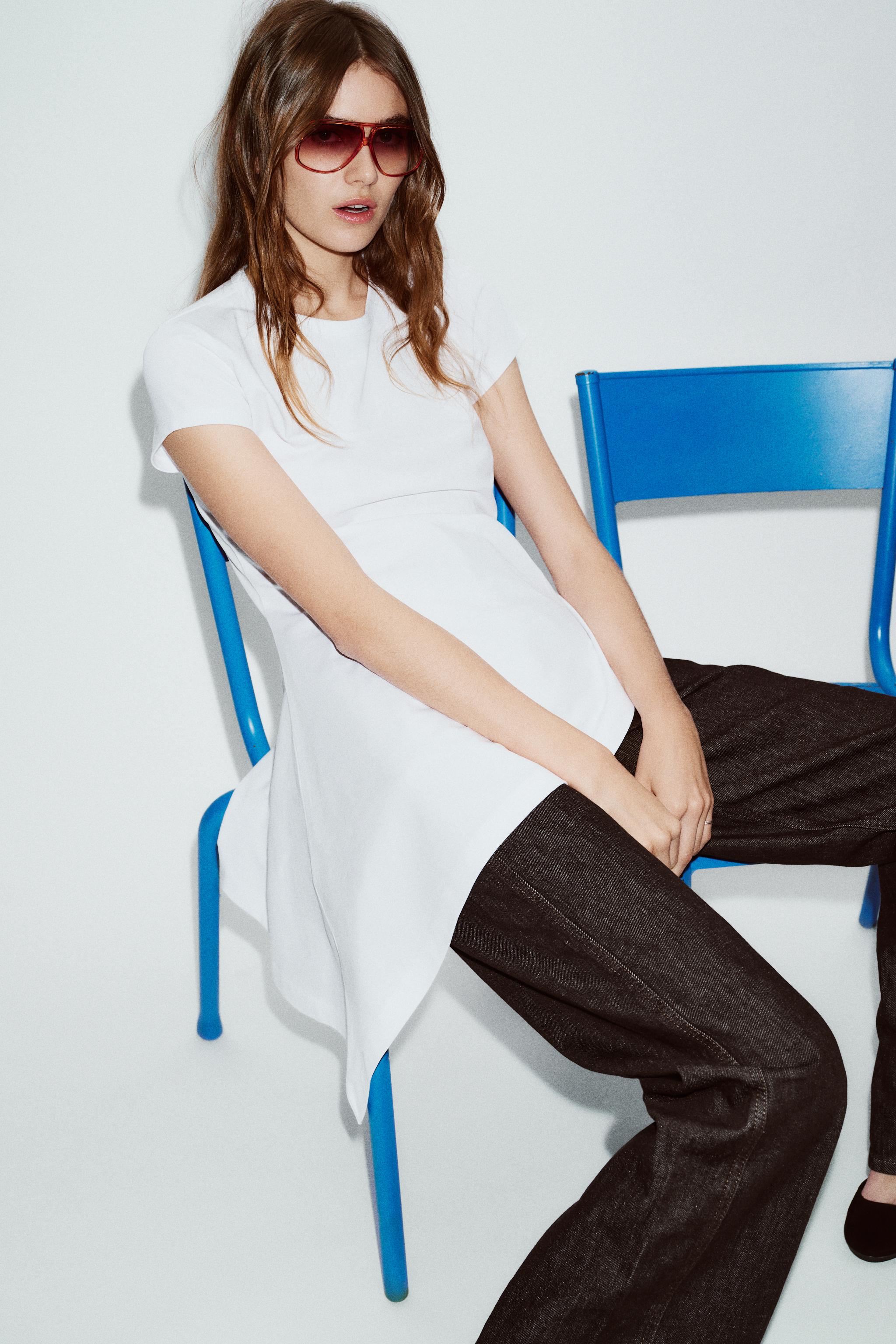 ASYMMETRIC SHORT SLEEVE T-SHIRT - White | ZARA United States