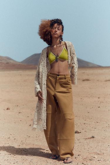 ZW COLLECTION LIMITED EDITION LEATHER TROUSERS - Mid-camel by Zara