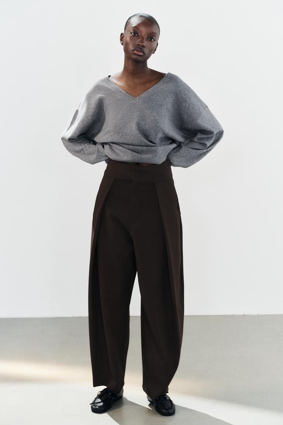 Zara PLEATED BALLOON PANTS - Dark burgundy - Image 0