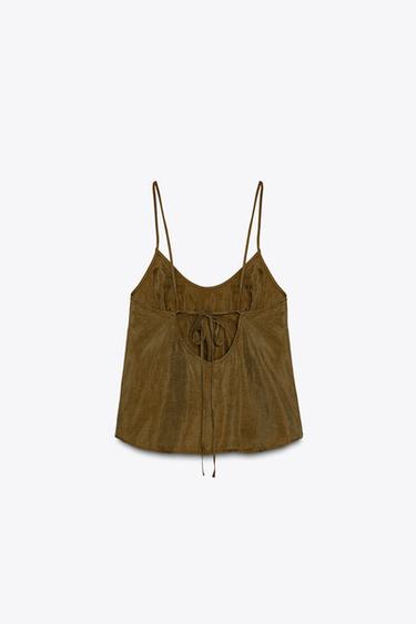 LYOCELL FLOWING TOP - Light khaki by Zara - Image 6
