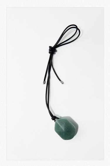 LEATHER CORD STONE NECKLACE - Green / Blue by Zara