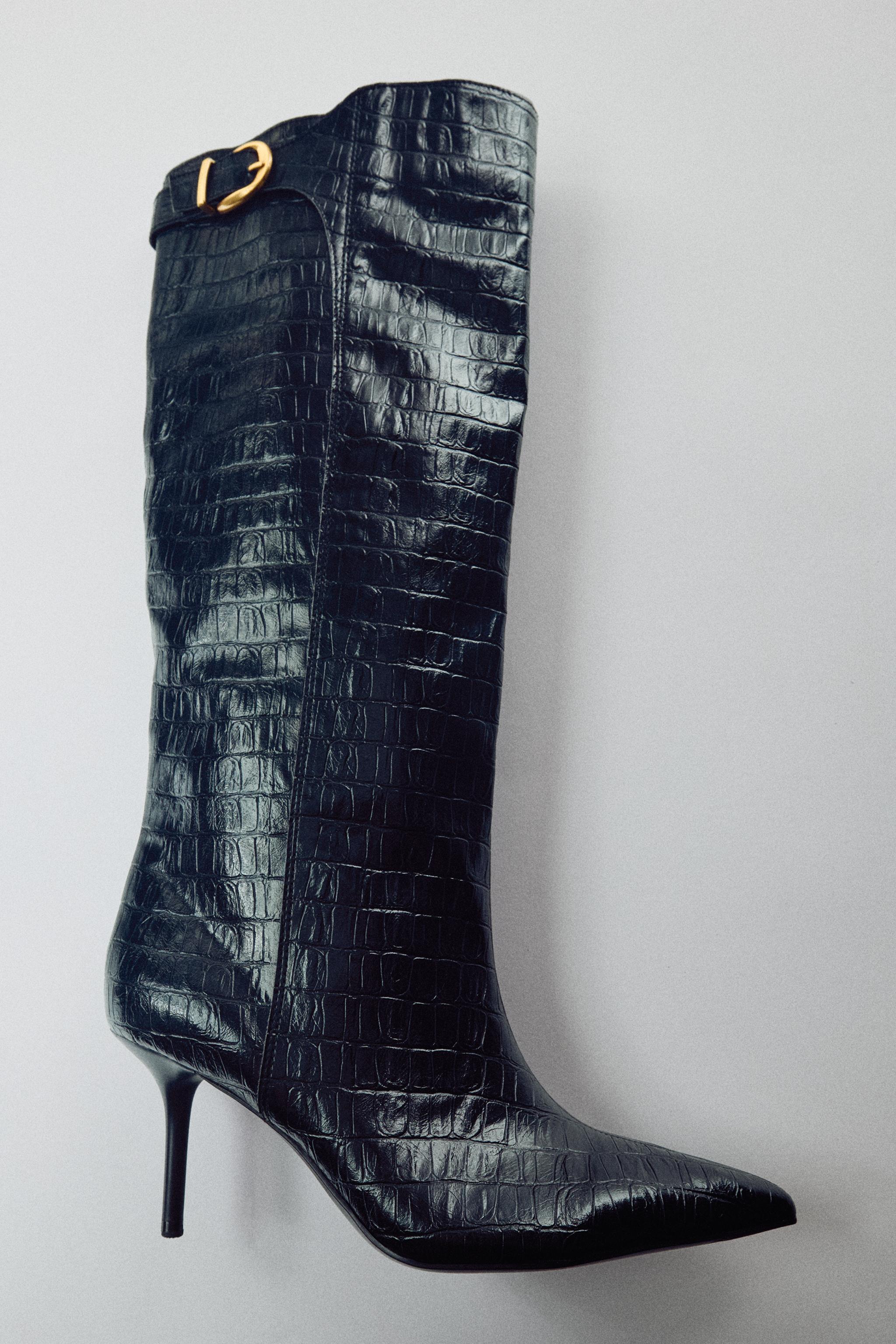 PRINTED HEELED BOOTS