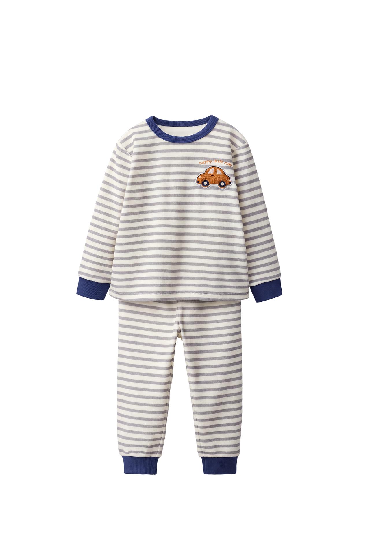 1 1/2-6 YEARS/ STRIPED CAR VELOUR PYJAMAS