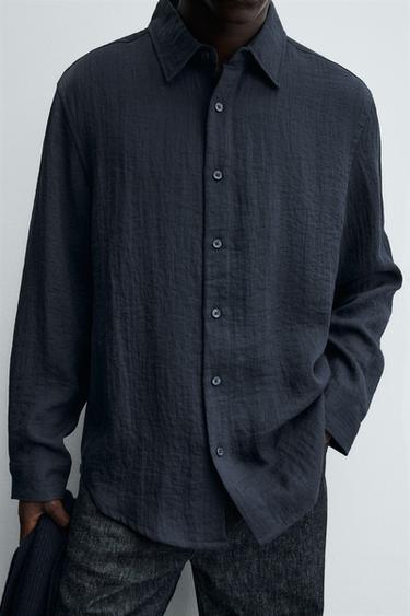 CHEMISE FLUIDE COUPE DÉCONTRACTÉE - Bleu marine de Zara - Image 4