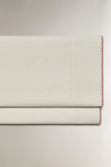 CHILDREN'S SHELL STITCH COTTON FLAT SHEET - Pink by Zara