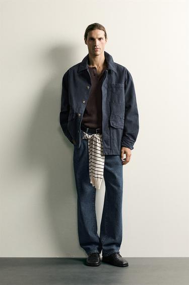 CAMISA AMPLA REGULAR FIT CANVAS - Azul-marinho da Zara - Imagem 0