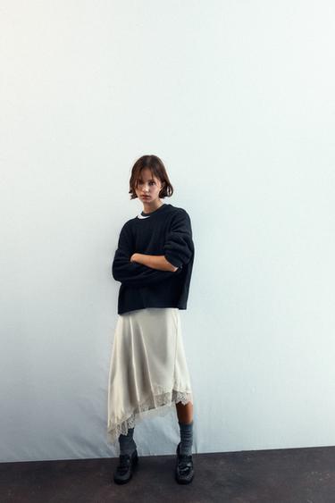 PULL EN MAILLE À TORSADES - Bleu marine de Zara