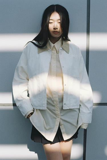 WAXED JACKET WITH CONTRAST COLLAR - Oyster-white by Zara