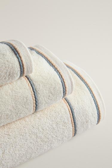 COLOURDUL DOUBLE TRIM BATH TOWEL — Ivory 2