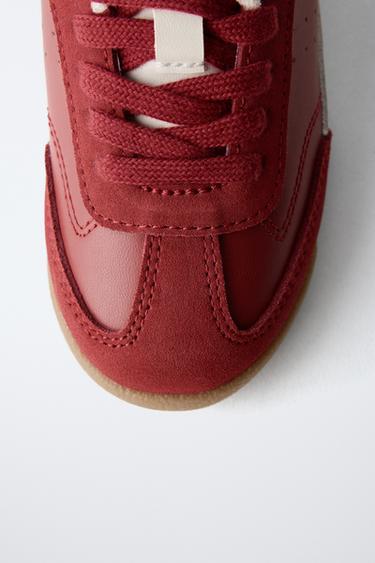 TENNIS EN CUIR COMBINÉ - Rouge de Zara - Image 3