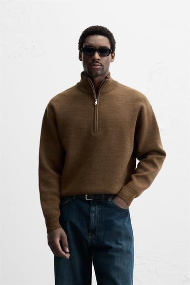 Sweaters Zara Homme Pull Maille Pull Camel Homme Zara Pull Col V