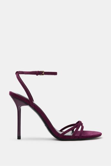 SANDÁLIA DE SALTO COM TIRAS CRUZADAS - Roxo da Zara - Imagem 0