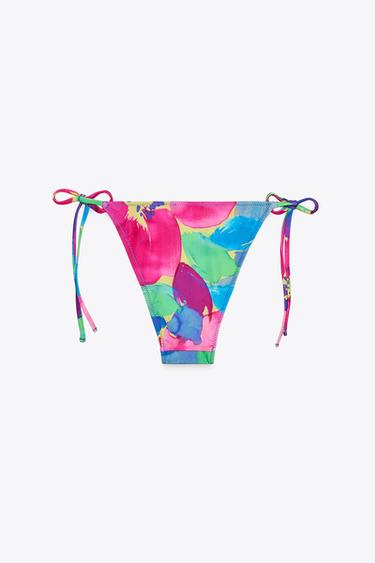 BAS DE BIKINI IMPRIMÉ À LACETS - Bleu de Zara - Image 3